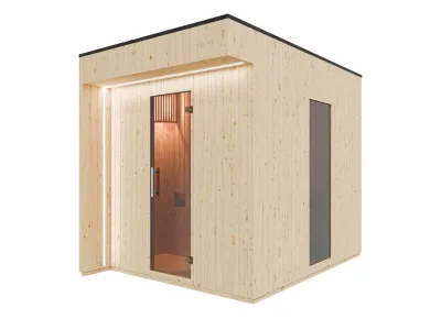 Gartensauna Musta 2 - 72mm  mit Glastür, naturbelassen Produktbild #10