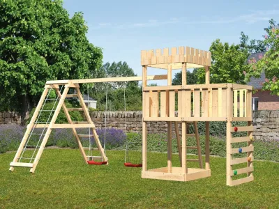 Spielturm Ritterburg Löwenherz SET naturbelassen Produktbild #1