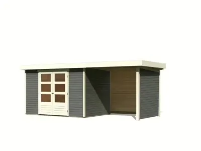 Gartenhaus-Set Askola 4, terragrau inkl. 2,4 m Anbaudach, Seiten- und Rückwand Produktbild #4