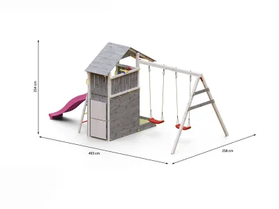 Spielturm Smart 7 grau-weiß inkl. Rutsche pink Produktbild #7