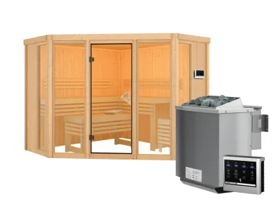 Sauna Alcinda mit bronzierter Glastür + 9 kW Bio-Kombiofen mit ext. Strg. Produktbild #5
