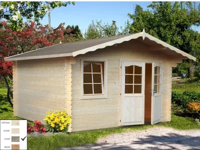 Gartenhaus Blockbohlenhaus Emma 10,4 m² 34 mm grau tauchimprägniert Produktbild #1