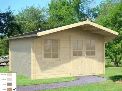 Gartenhaus Blockbohlenhaus Britta 14,6 m² 40 mm braun tauchimprägniert Produktbild #1