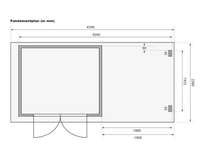 Gartenhaus Glücksberg 4 19 mm terragrau inkl. 190 cm Anbaudach Produktbild #4