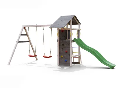 Spielturm Smart 5 grau/weiß inkl. Rutsche grün Produktbild #6