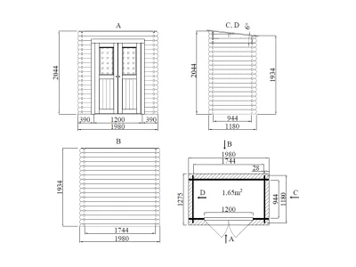 Gartenhaus BBH "Mini 1 A" 28 mm Pultdach Produktbild #5