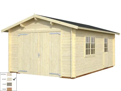 Garage Roger 19,0 m² mit Holztor 44 mm transparent tauchimprägniert Produktbild #1