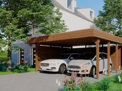 Carport SPARSET Friesland inkl. Rück- und Seitenwand Produktbild #1