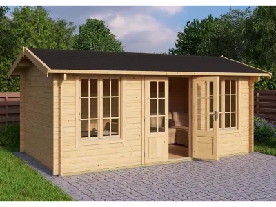 Gartenhaus Blockbohlenhaus Pembrokeshire 53 44 mm naturbelassen Produktbild #1