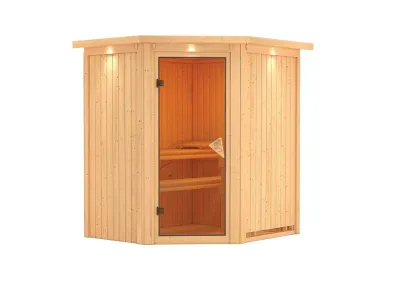 Systemsauna Taurin mit Dachkranz, bronzierte Ganzglastür Produktbild #9