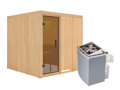 Systemsauna Rodin graphit Ganzglastür, inkl. 9 kW Saunaofen integr. Steuerung Produktbild #2