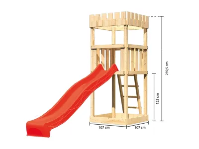 Spielturm SET Ritterburg Löwenherz naturbelassen inkl. Rutsche rot Produktbild #4