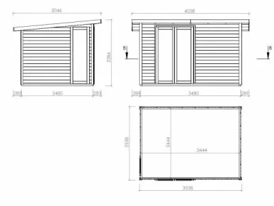 Gartenhaus Homeoffice Karvo 1 28 mm Eiche/Anthrazit Produktbild #5