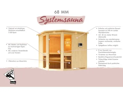Sauna Amelia 2 SET mit Ofen 9 kW, Bio externer Steuerung Produktbild #17
