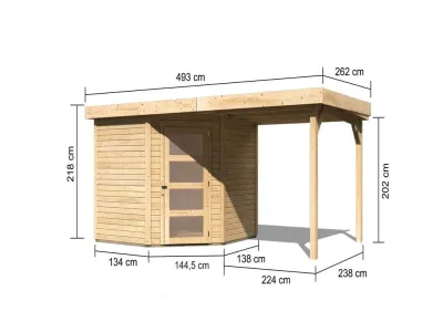 Gartenhaus SET Schwandorf 5 19 mm naturbelassen, inkl. 2,4 m Anbaudach Produktbild #4
