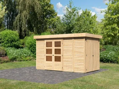 Gartenhaus SET Retola 5 19 mm naturbelassen, inkl. Anbauschrank Produktbild #1