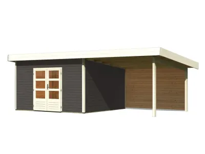Gartenhaus SET Northeim 5 - Terragrau, inkl. 3,3 m Anbaudach + Rückwand Produktbild #1