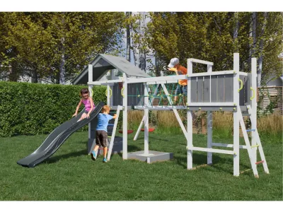 Spielturm Smart 4 Bridge grau/weiß inkl. Rutsche grau Produktbild #2