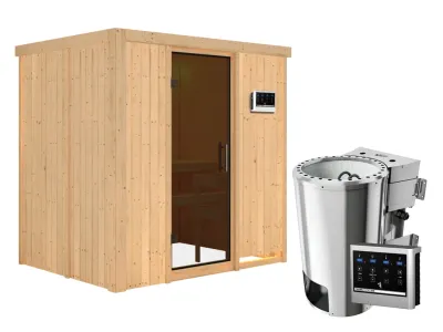 Sauna Systemsauna Fanja graphit Ganzglastür + Plug & Play Bio-Ofen mit externer Steuerung Produktbild #6