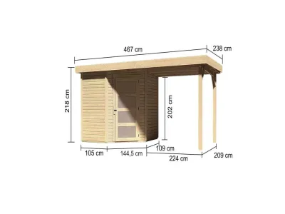 Gartenhaus SET Schwandorf 3 19 mm naturbelassen, inkl. Anbaudach 2,4 m Produktbild #8