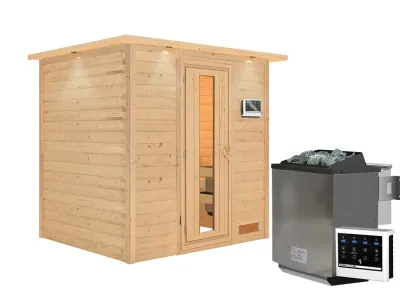 Sauna Massivholzsauna Anja mit Dachkranz, inkl. 9 kW Bio-Ofen mit externer Steuerung Produktbild #6