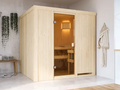 Sauna Tromsö mit bronzierter Glastür Produktbild #1