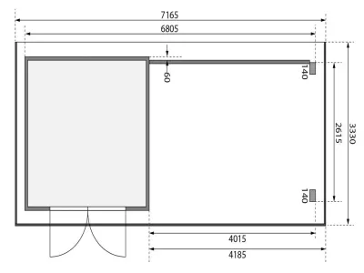 Gartenhaus Blockbohlenhaus SET Trittau 3 38 mm naturbelassen, inkl. 4 m Anbaudach + Rückwand Produktbild #5