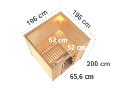 Massivholzsauna Premiumsauna 38 mm Eva SPARSET inkl. 9 kW Bio-Kombiofen und ext. Steuerung Produktbild #8