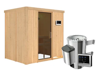 Sauna Systemsauna Fanja graphit Ganzglastür + Plug & Play Saunaofen mit externer Steuerung Produktbild #6