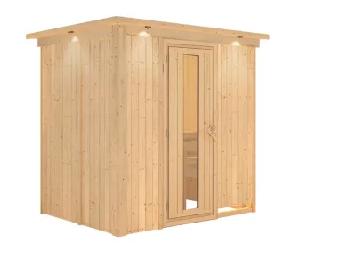 Systemsauna Bodin mit Dachkranz, Holztür mit Isolierglas Produktbild #3