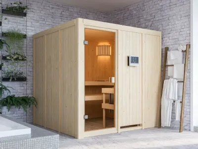 Elementsauna 68 mm Celine 4 SPARSET inkl. 9 kW Bio-Kombiofen und ext. Steuerung Produktbild #1