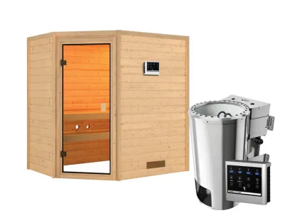 Sauna Jella mit bronzierter Glastür + 3,6 kW Plug & Play Bio-Ofen ext. Strg. Produktbild #4