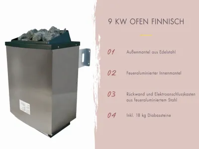 Sauna Amelia 2 SET mit Ofen 9 kW, externer Steuerung Produktbild #13