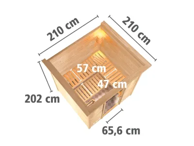 Systemsauna Rodin mit Dachkranz, graphit Ganzglastür, inkl. 9 kW Bio-Kombiofen ext. Steuerung Produktbild #9