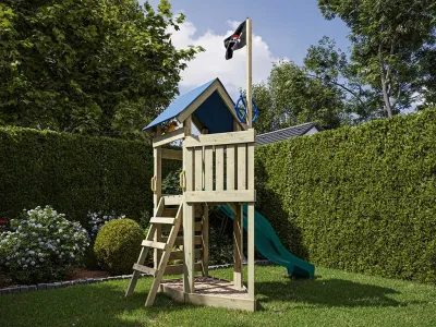Spielturm Pirat Captain Jolly KDI inkl. Rutsche türkis Produktbild #1