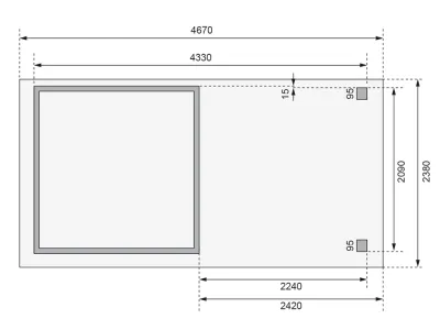 Gartenhaus Bielefeld 1 19 mm terragrau inkl. 240 cm Anbau Produktbild #8