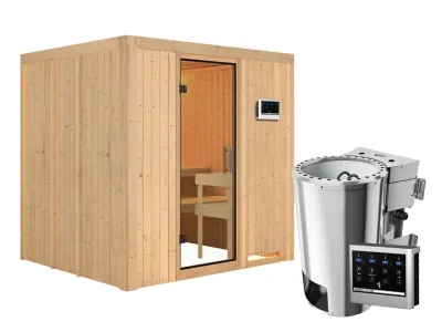 Sauna Systemsauna Daria Klarglas Ganzglastür + Plug & Play Bio-Ofen mit externer Steuerung Produktbild #8