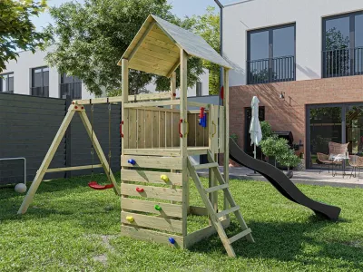 Spielturm Big Monkey KDI inkl. Rutsche grau Produktbild #2