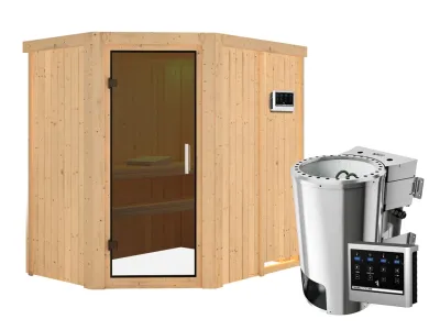 Sauna Systemsauna Saja graphit Ganzglastür + Plug & Play Bio-Ofen mit externer Steuerung Produktbild #4