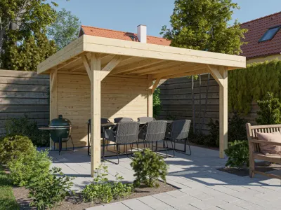 Pavillon Gartenlaube Dice Fichte, Seite offen Produktbild #1