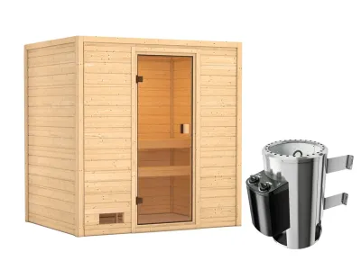 Sauna Selena mit bronzierter Glastür + 3,6 kW Plug & Play Saunaofen integr. Strg. Produktbild #2