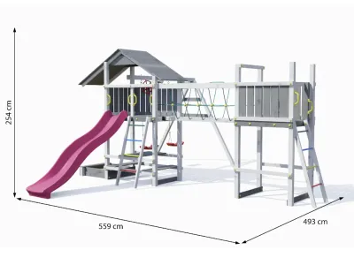 Spielturm Smart 1 Bridge grau/weiß inkl. Rutsche pink Produktbild #8