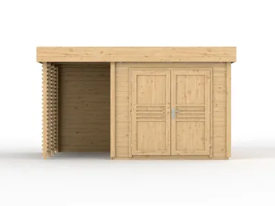 Gartenhaus Livo 2 28 mm naturbelassen mit 164 cm Anbau Produktbild #2
