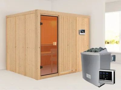 Sauna Nybro mit bronzierter Glastür + 9 kW Saunaofen ext. Strg. Produktbild #7