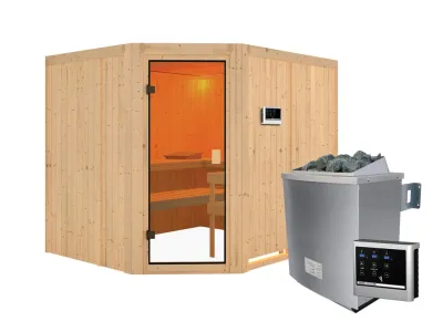 Sauna Horna mit bronzierter Glastür + 9 kW Saunaofen ext. Strg. Produktbild #8
