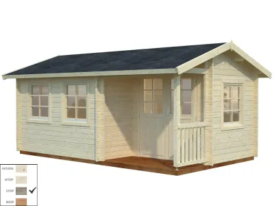 Gartenhaus Blockbohlenhaus Susanna 12,4 m² 44 mm grau tauchimprägniert Produktbild #2