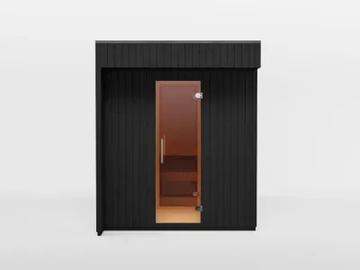Gartensauna Musta 72 mm mit Glastür, Schwarz lasiert Produktbild #2