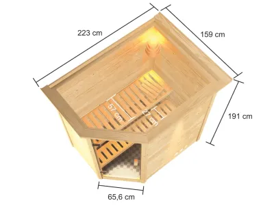 Sauna Jella mit bronzierter Glastür und Dachkranz + 3,6 kW Plug & Play Bio-Ofen ext. Strg. Produktbild #4