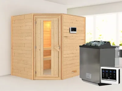 Sauna Massivholzsauna Mia, inkl. 9 kW Bio-Ofen mit externer Steuerung Produktbild #1