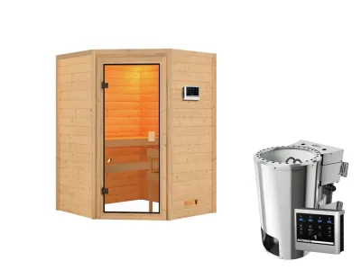 Sauna Antonia mit bronzierter Glastür + 3,6 kW Plug & Play Bio-Ofen ext. Strg. Produktbild #2